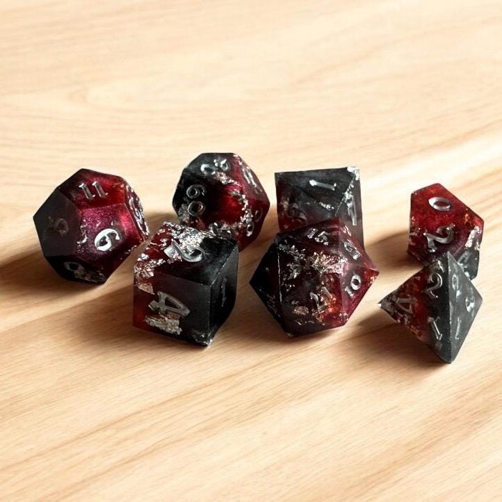 Vampire's Desire Foil Resin 7 Piece Dice Set DND