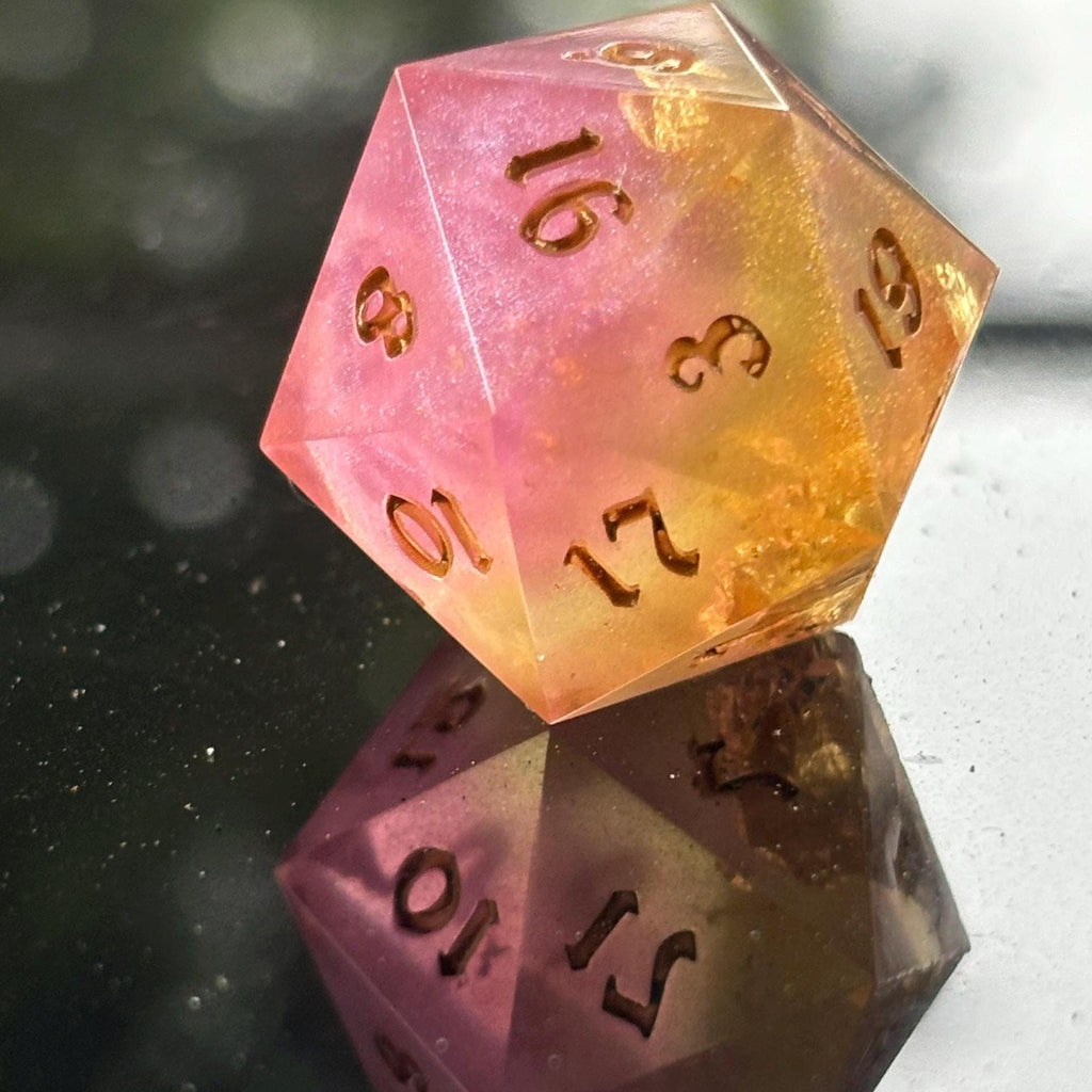 Pink Lemonade Foil Resin 7 Piece Dice Set DND