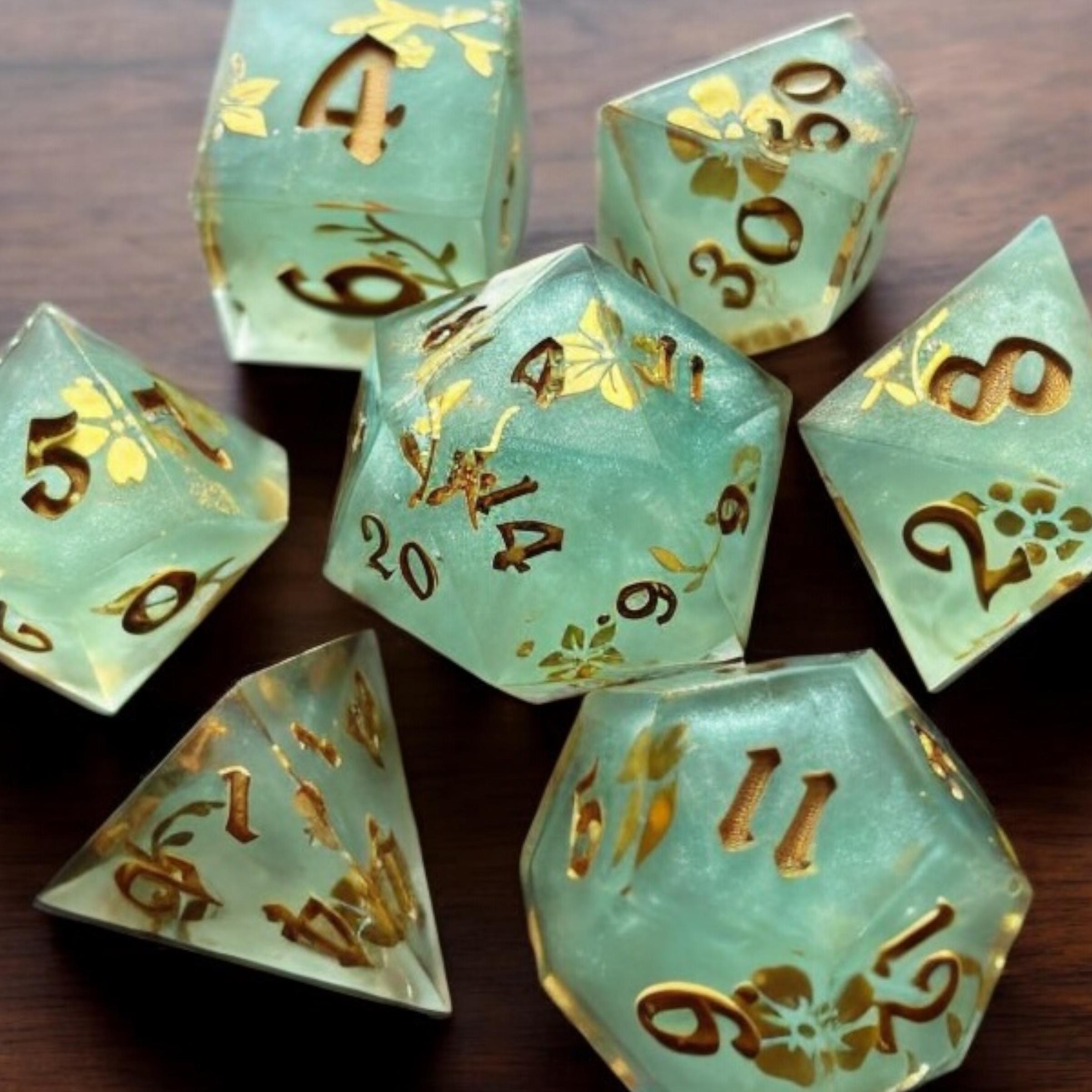 Floral Springs Resin 7 Piece Dice Set DND