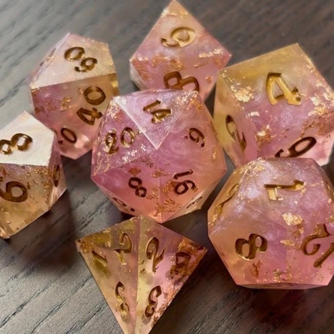 Pink Lemonade Foil Resin 7 Piece Dice Set DND
