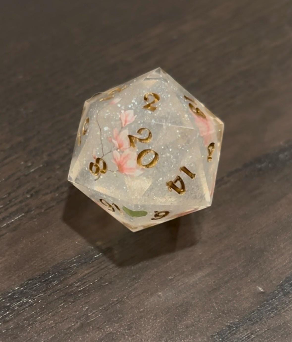 Cherry Blossom Florals Resin 7 Piece Dice Set DND