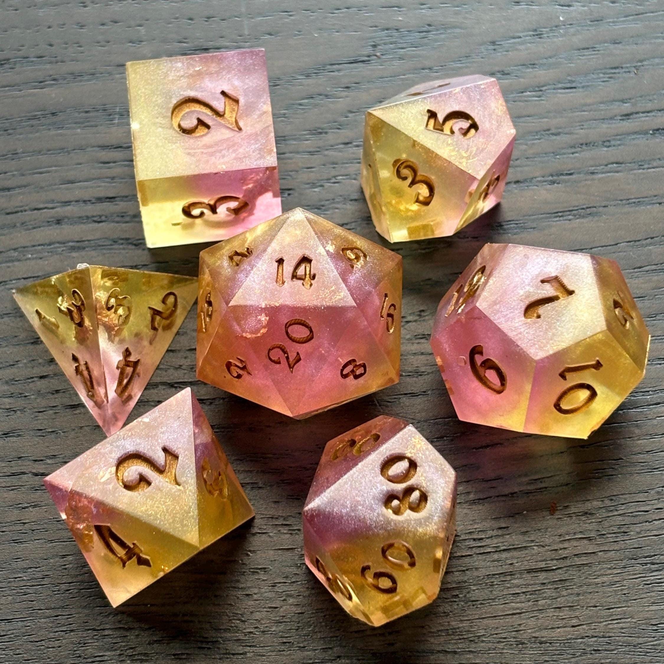 Pink Lemonade Foil Resin 7 Piece Dice Set DND