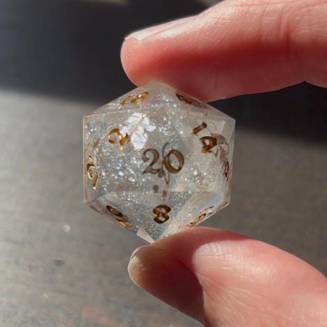 Airy Angelic Flight Dice Resin 7 Piece Dice Set DND