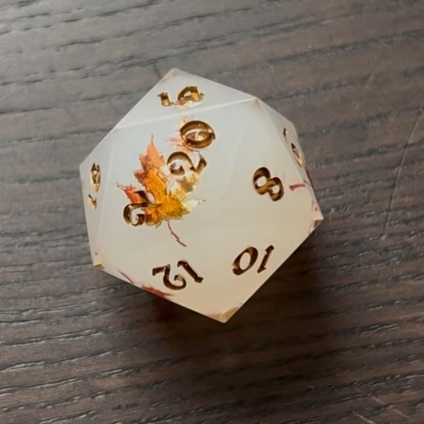 Golden Maple Leaf 7 Piece Resin Dice Set DND