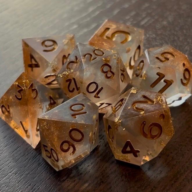 Golden Hour Resin 7 Piece Dice Set DND
