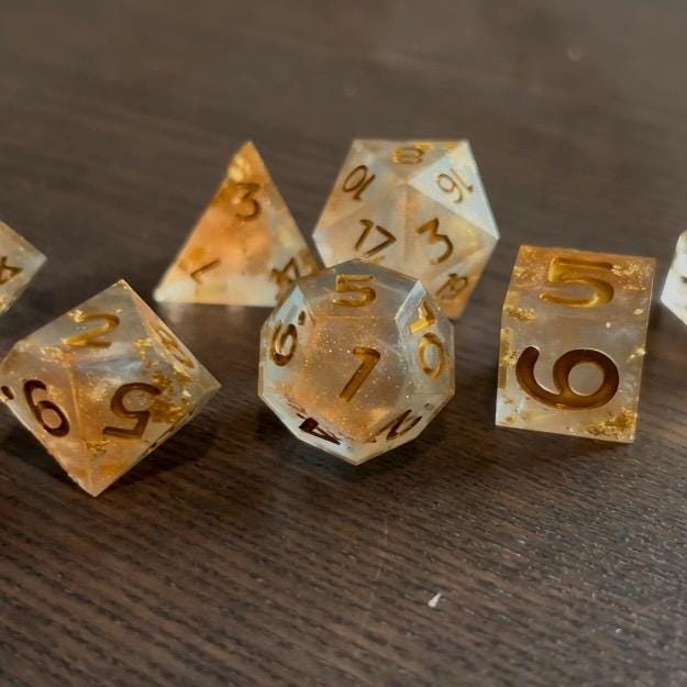 Golden Hour Resin 7 Piece Dice Set DND
