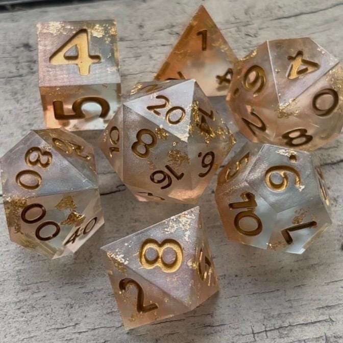 Golden Hour Resin 7 Piece Dice Set DND