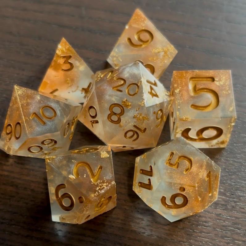 Golden Hour Resin 7 Piece Dice Set DND
