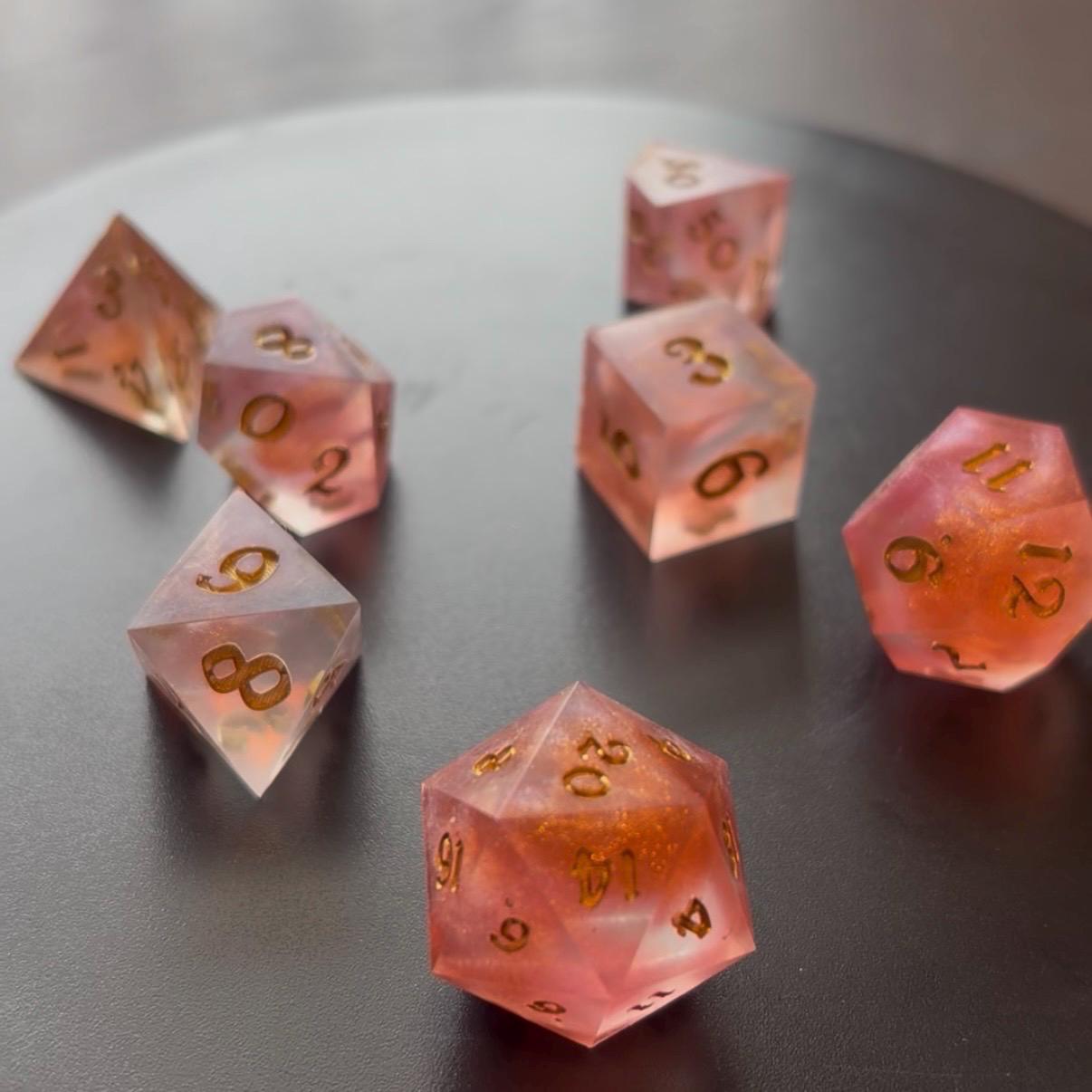 Dreamy Pink Cloud Resin 7 Piece Dice Set DND