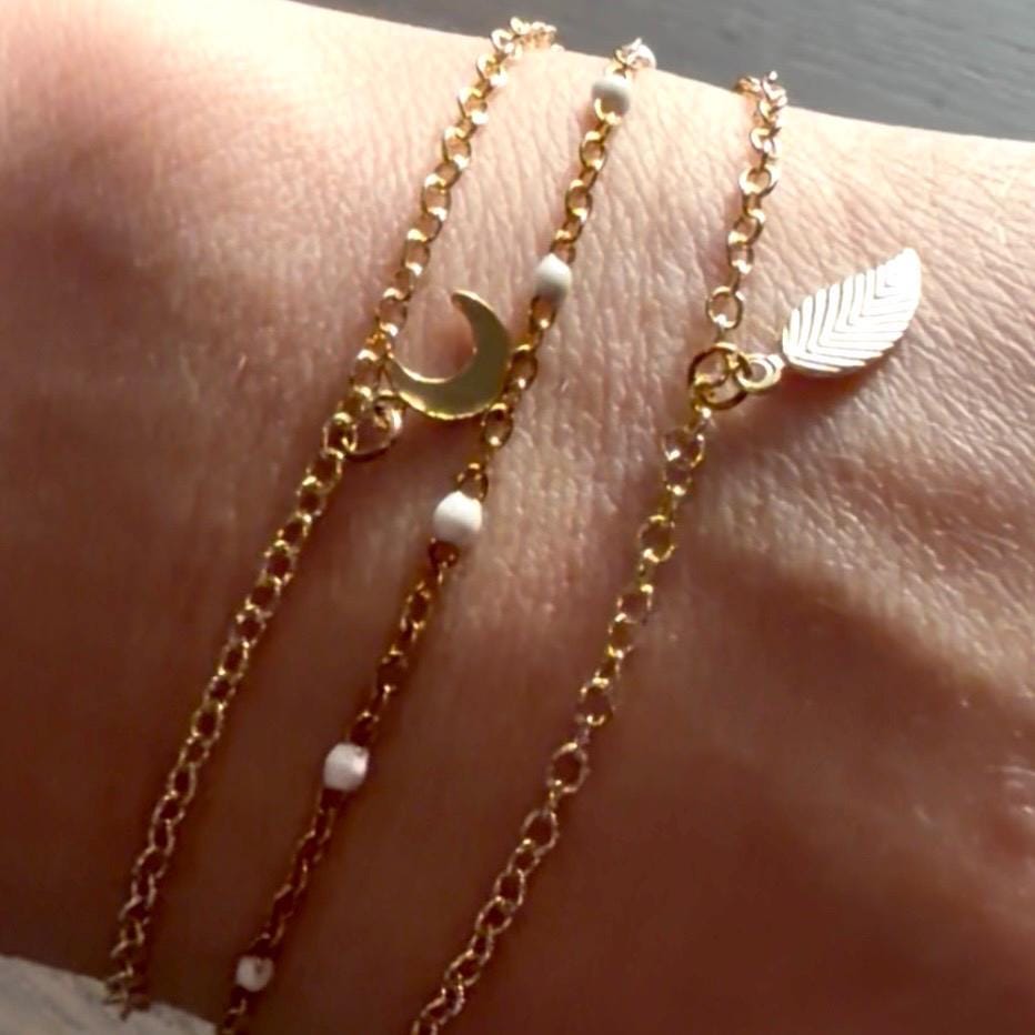 Moonlit Grove Simple Elven Bracelet Stack
