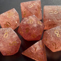 Pink Sand Quartz Stone 7 Piece Dice Set DND