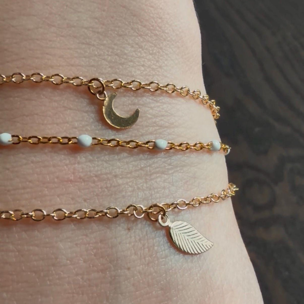 Moonlit Grove Simple Elven Bracelet Stack