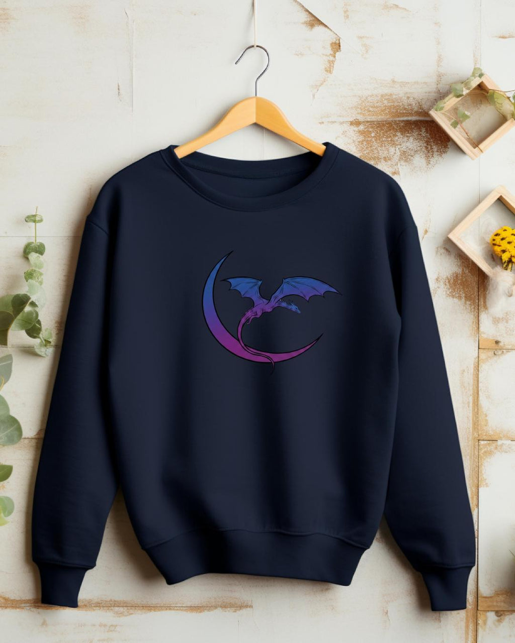 Fantasy Dragon & Moon Crewneck Sweatshirt