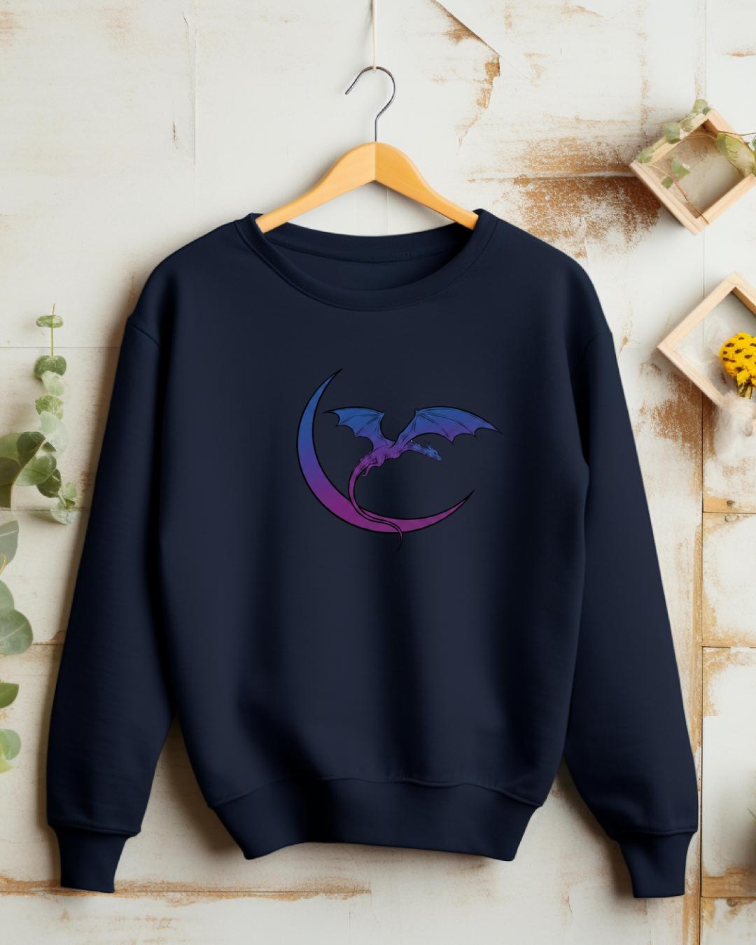 Fantasy Dragon & Moon Crewneck Sweatshirt