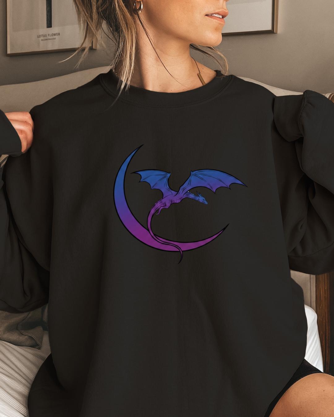 Fantasy Dragon & Moon Crewneck Sweatshirt
