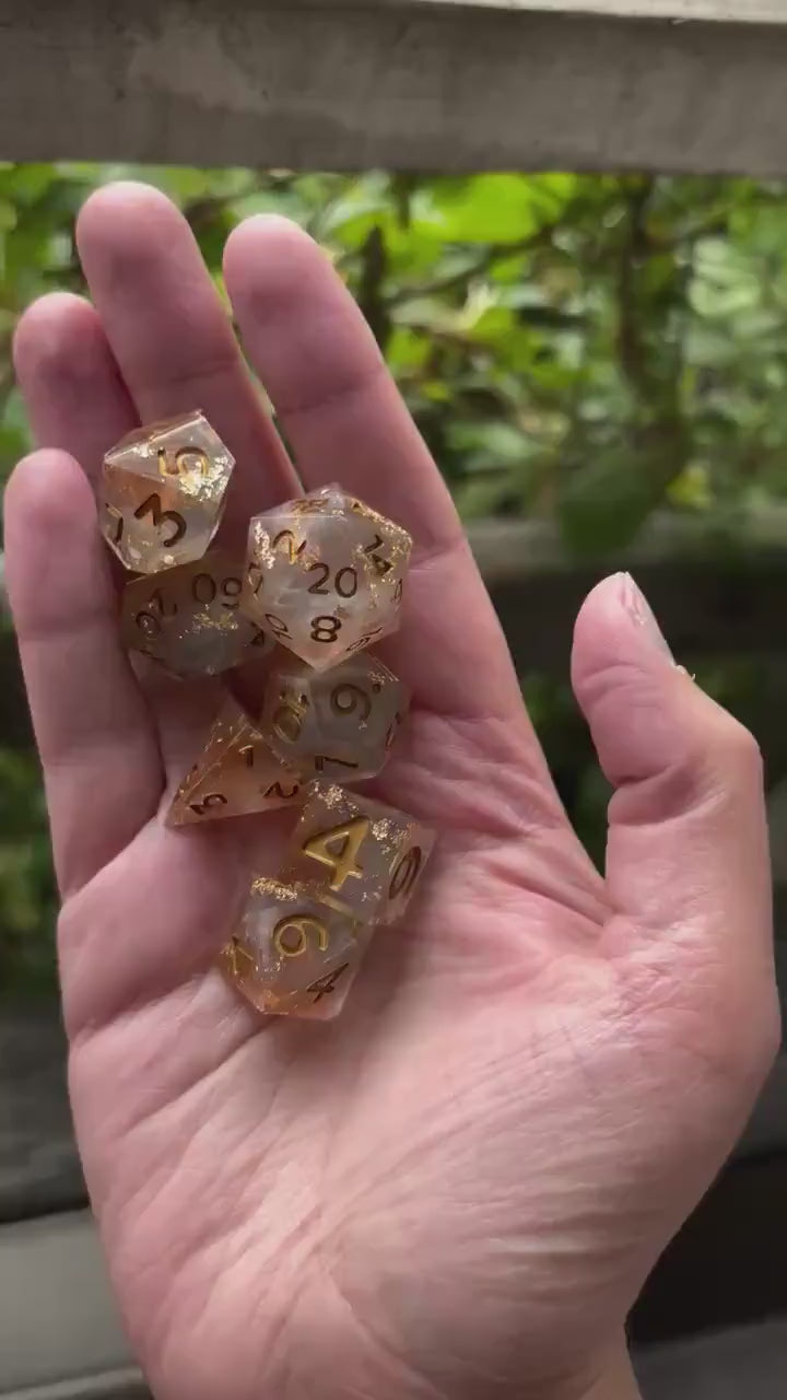 Golden Hour Resin 7 Piece Dice Set DND