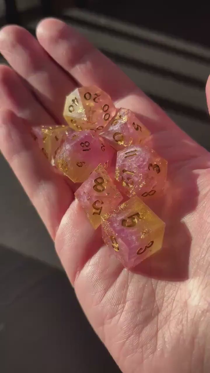 Pink Lemonade Foil Resin 7 Piece Dice Set DND