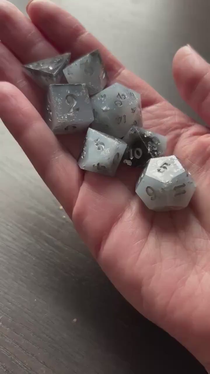 Black Ice Foil Resin 7 Piece Dice Set DND